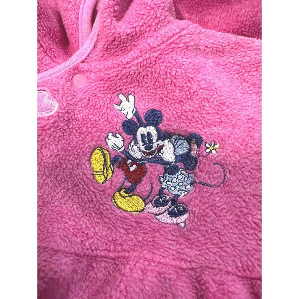 Disney Baby Mickey Minnie Mouse Pink‎ Fleece Hooded Footed Bunting 3-6M
